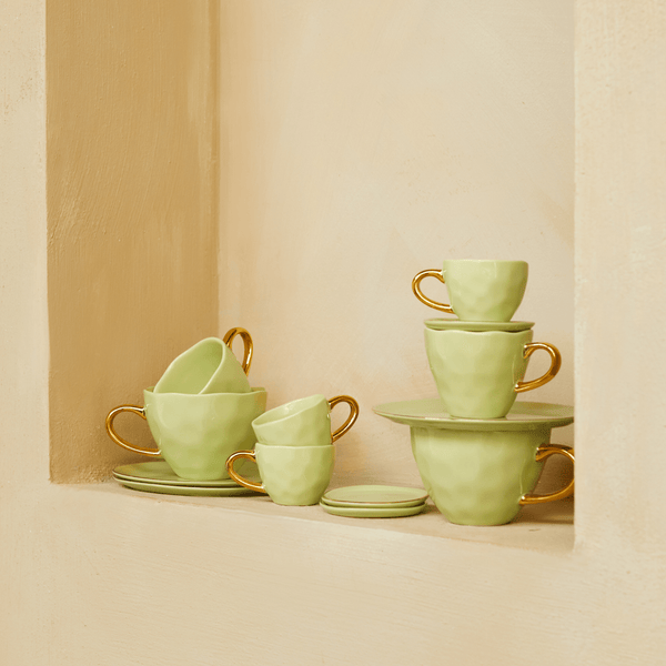 Good Morning kop Coffee Ø8 cm - Pale Green - Set van 4