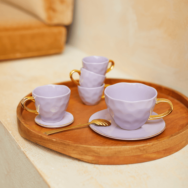 Good Morning kop Cappuccino / Tea Ø11 cm - Lila - Set van 4