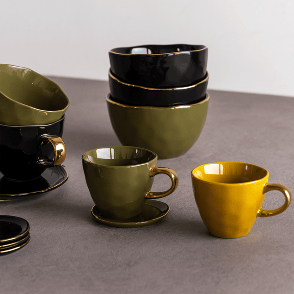Good Morning kop Coffee Ø8 cm - Amber Green - Set van 4