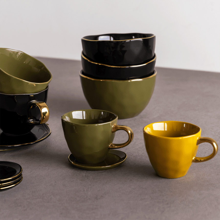 Good Morning kop Coffee Ø8 cm - Amber Green - Set van 4