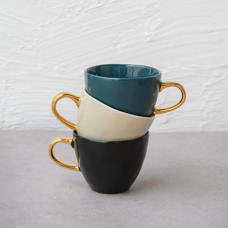 Good Morning kop Coffee Ø8 cm - Blue Green - Set van 4