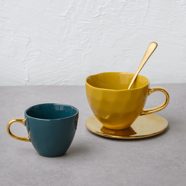 Good Morning kop Coffee Ø8 cm - Blue Green - Set van 4
