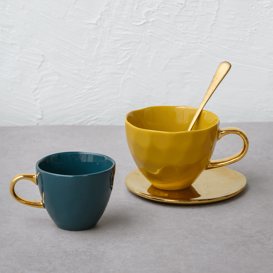 Good Morning kop Coffee Ø8 cm - Blue Green - Set van 4