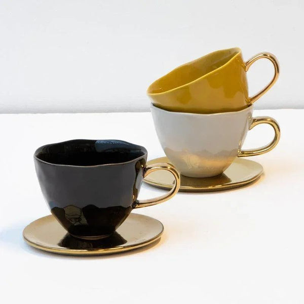 Good Morning kop Cappuccino / Tea Ø11 cm - Black - Set van 4