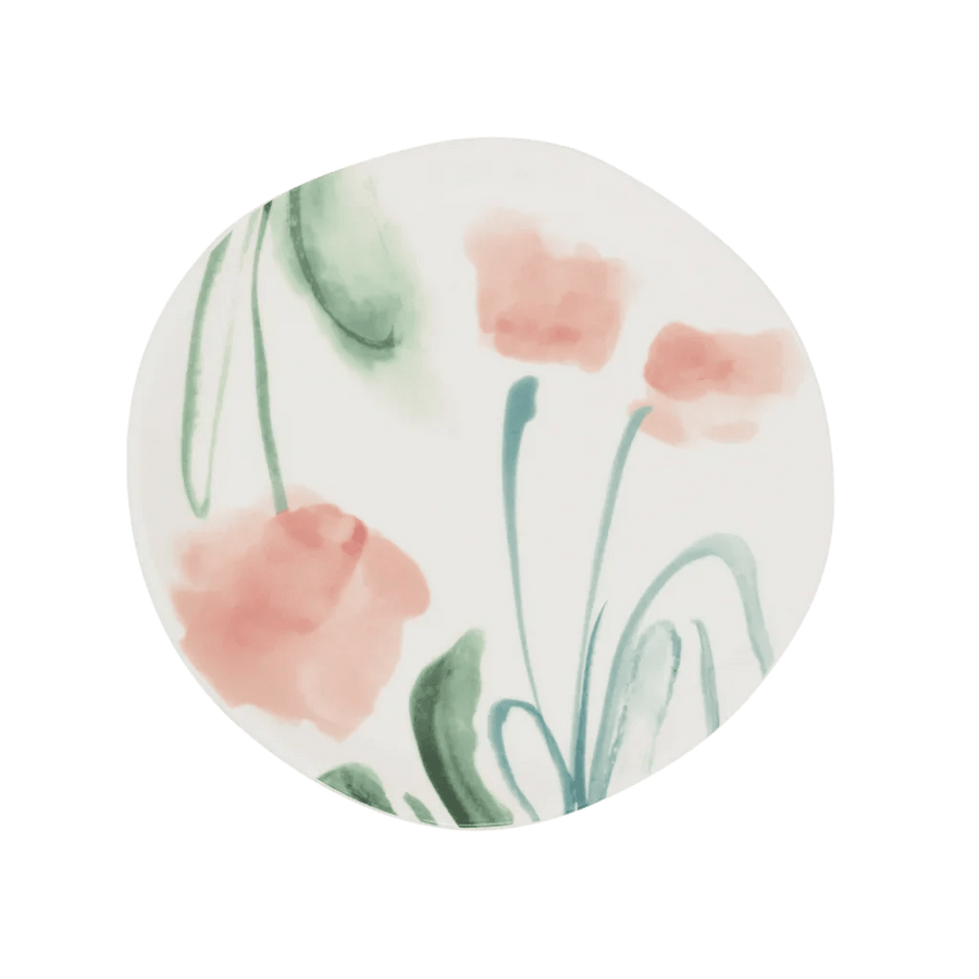 Good Morning bord Ø17 cm - White / flowers - Set van 4