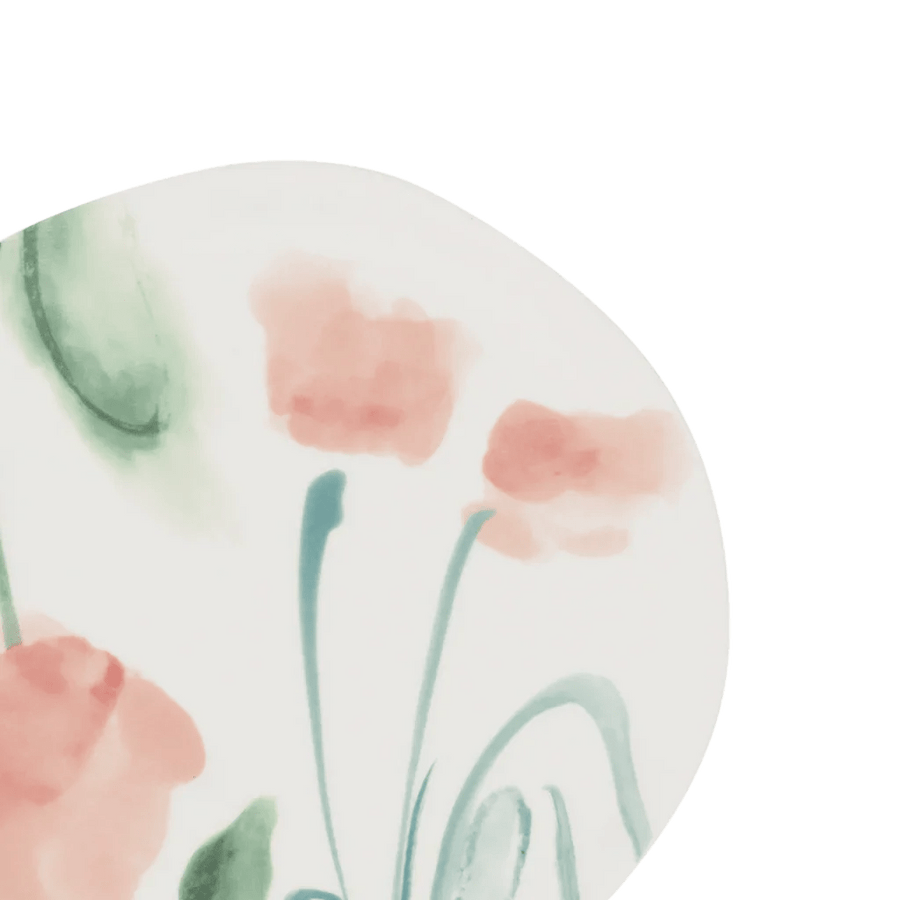 Good Morning bord Ø17 cm - White / flowers - Set van 4