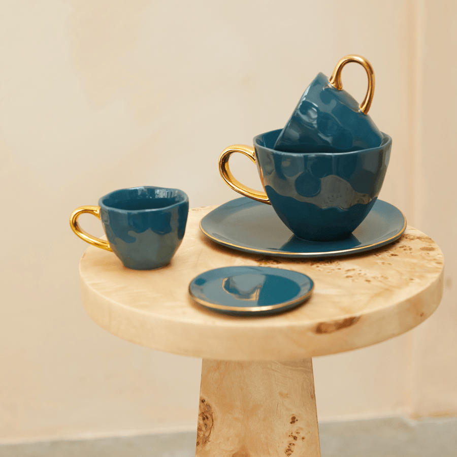 Good Morning bord Ø9 cm - Blue Green - Set van 4