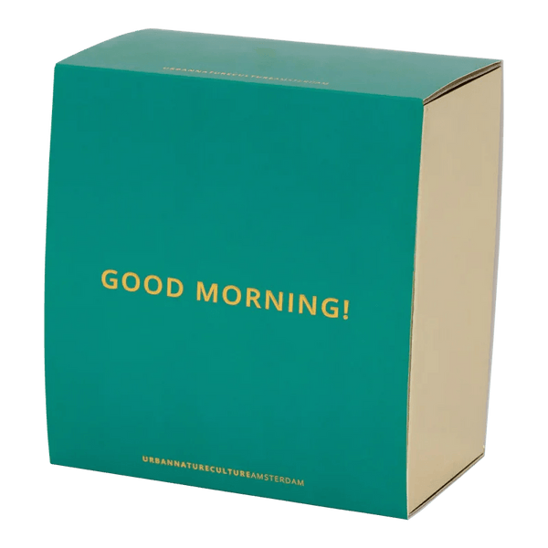 Good Morning Kop Cappuccino/Tea and bord Papaya/slate, set van 4, in gift pack