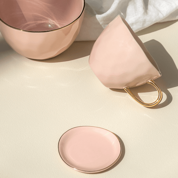 Good Morning bord Ø9 cm - Old Pink - Set van 4