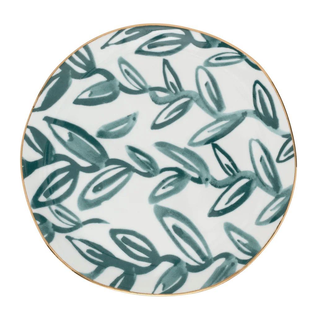 Good Morning bord Ø17 cm - Leaves Aqua - Set van 2