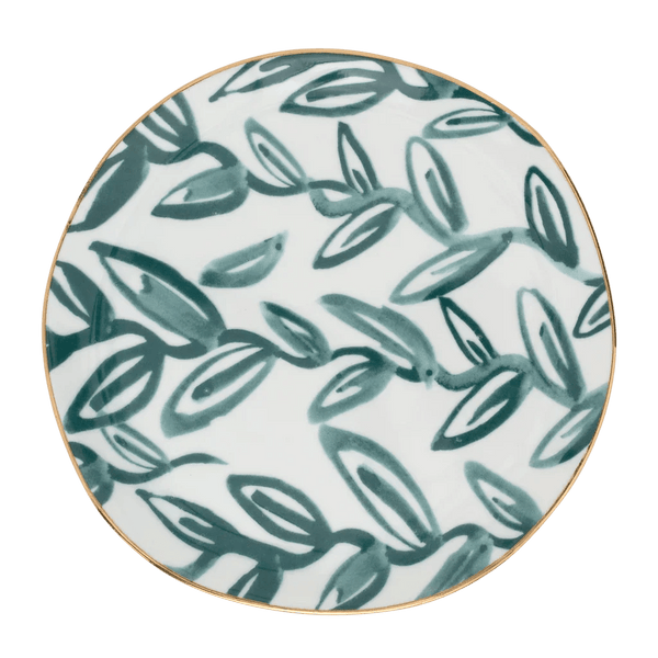 Good Morning bord Ø17 cm - Leaves Aqua - Set van 2