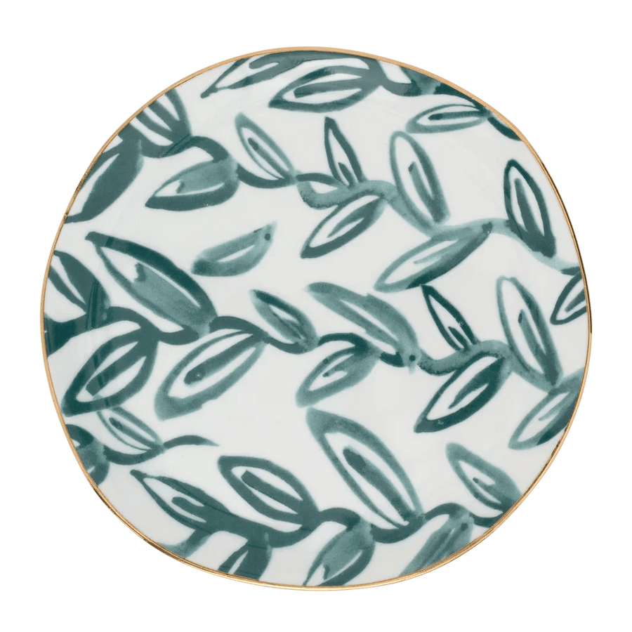 Good Morning bord Ø17 cm - Leaves Aqua - Set van 2