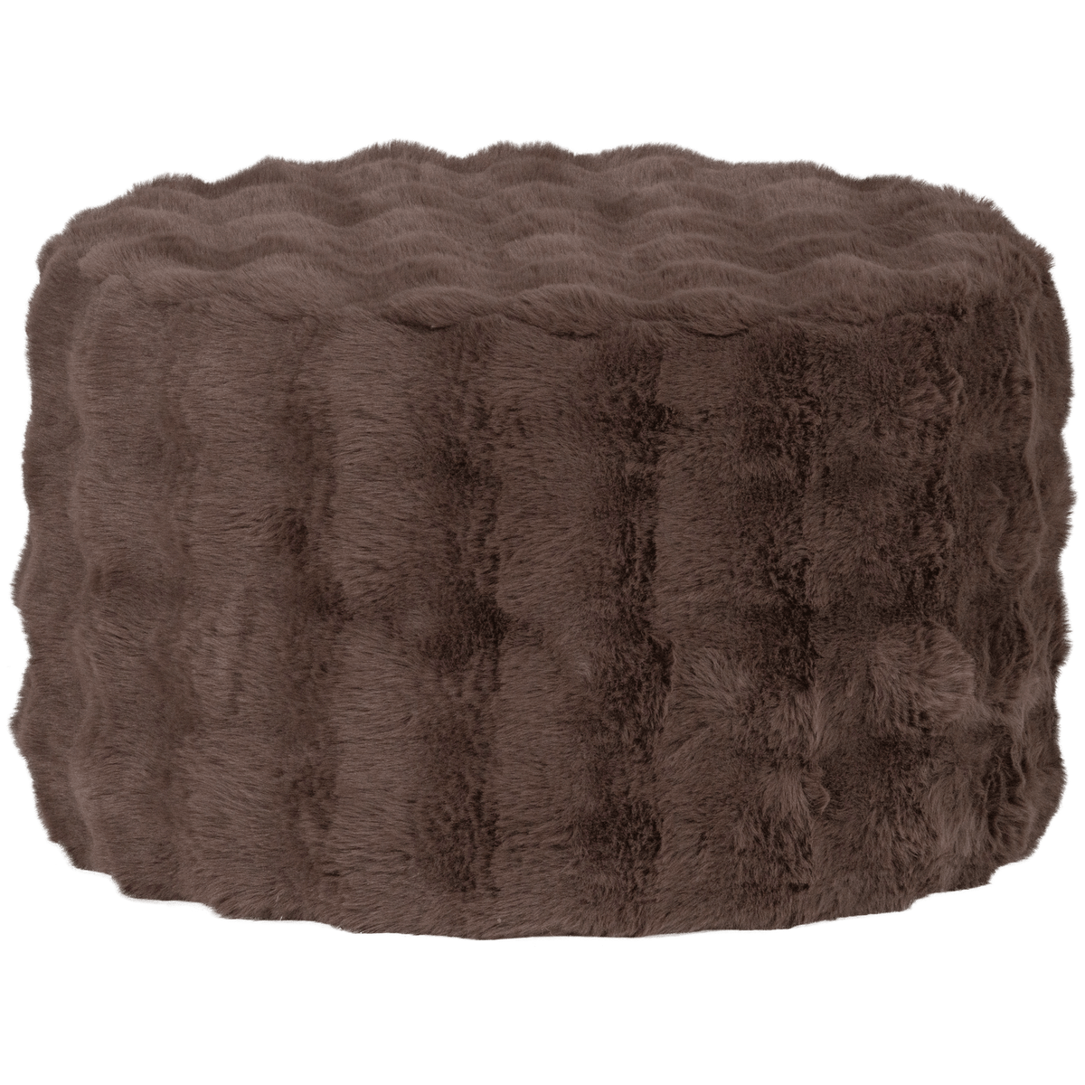 OLVEN POEF LAAG FLUFFY STOF BRUIN
