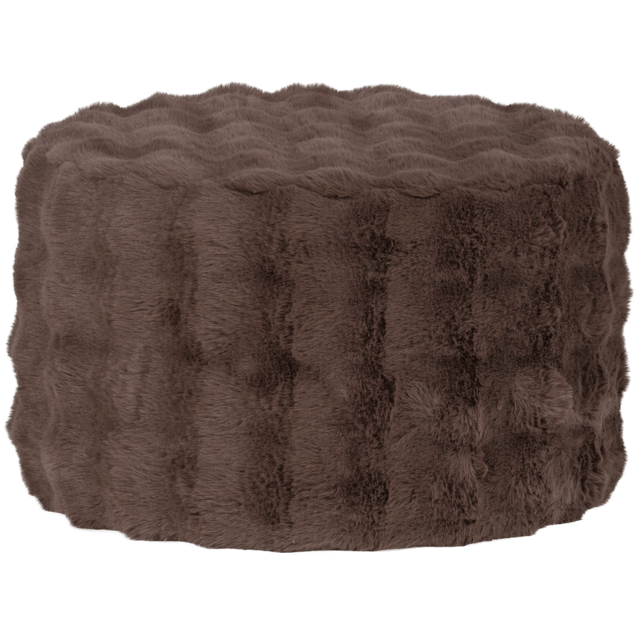 OLVEN POEF LAAG FLUFFY STOF BRUIN