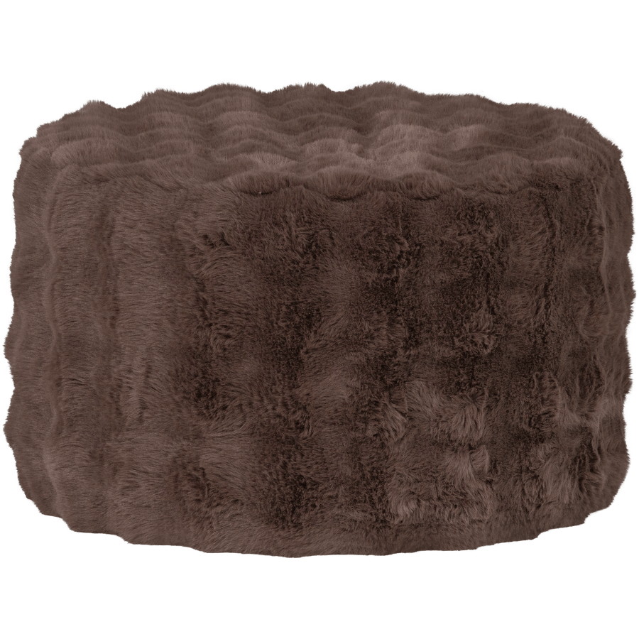OLVEN POEF LAAG FLUFFY STOF BRUIN