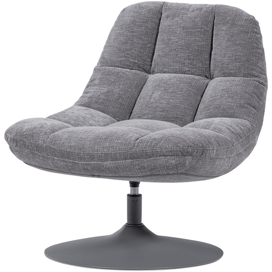 ELVI DRAAIFAUTEUIL CHENILLE STRUCTUUR LICHTGRIJS