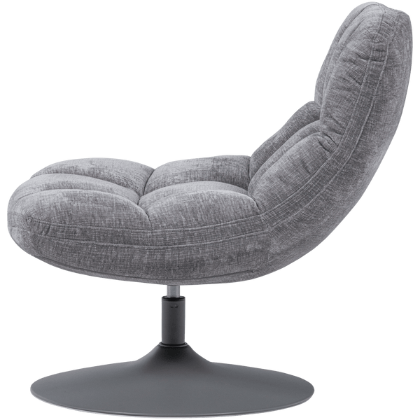 ELVI DRAAIFAUTEUIL CHENILLE STRUCTUUR LICHTGRIJS