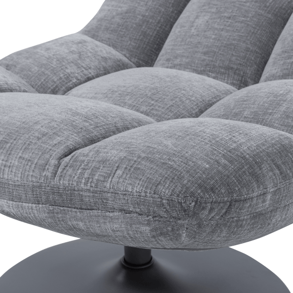 ELVI DRAAIFAUTEUIL CHENILLE STRUCTUUR LICHTGRIJS