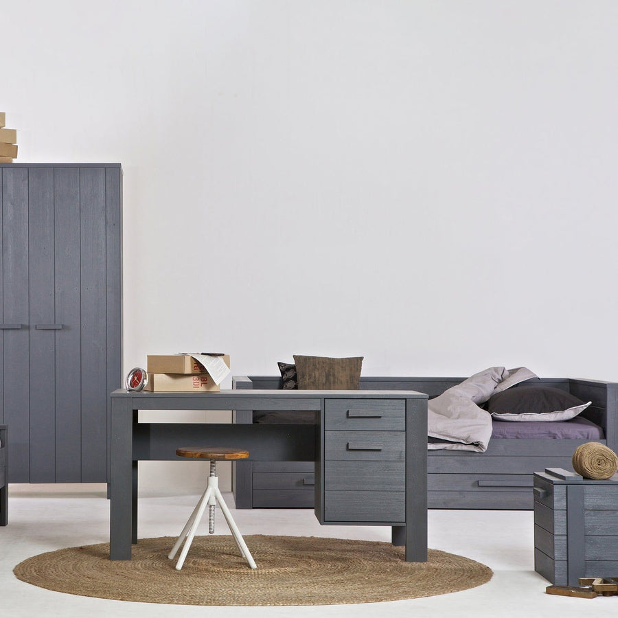 DENNIS BED 90X200 CM GRENEN STEEL GREY GEBORSTELD [fsc]
