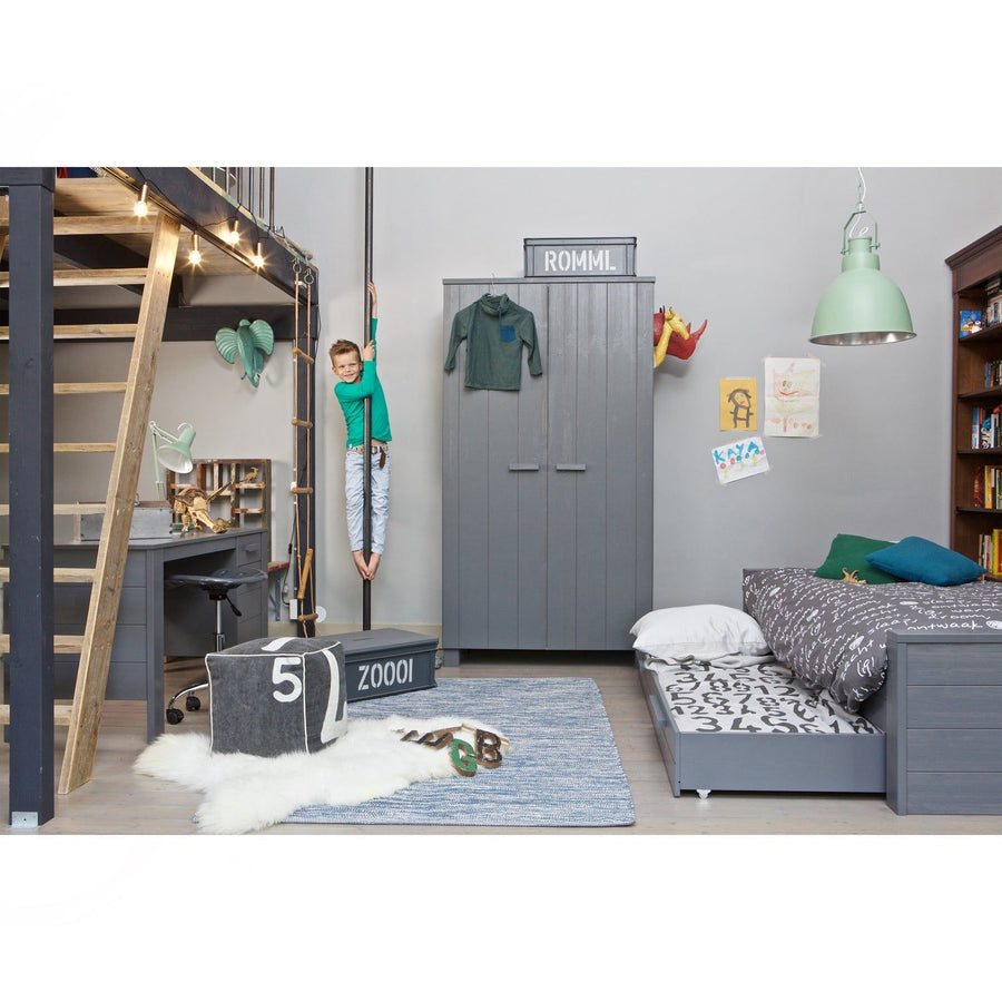DENNIS BED 90X200 CM GRENEN STEEL GREY GEBORSTELD [fsc]
