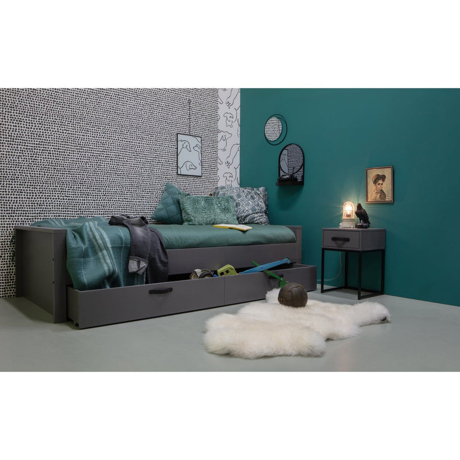 MORRIS BED GRENEN LEEM 90X200 CM EXCL. LATTENBODEM [fsc]