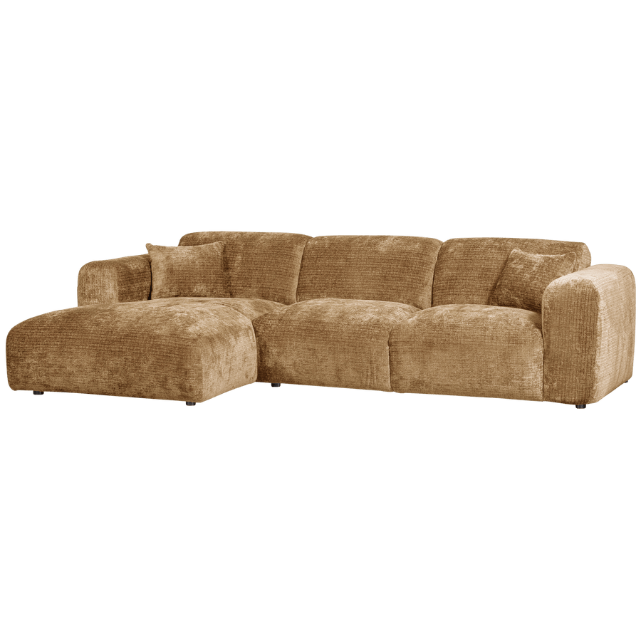 CLOUD CHAISE LONGUE BANK LINKS CHENILLE HONINGGEEL