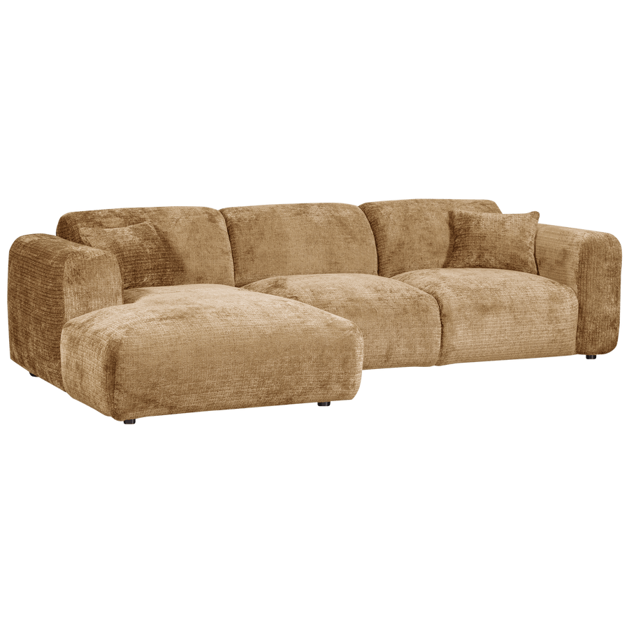 CLOUD CHAISE LONGUE BANK LINKS CHENILLE HONINGGEEL