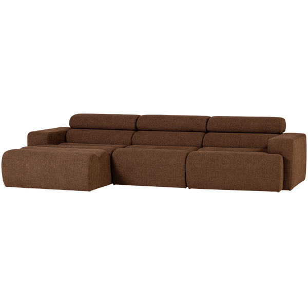 NOVI CHAISE LONGUE BANK LINKS BOUCLE MOKKABRUIN