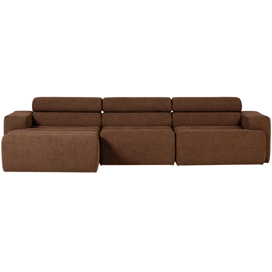 NOVI CHAISE LONGUE BANK LINKS BOUCLE MOKKABRUIN