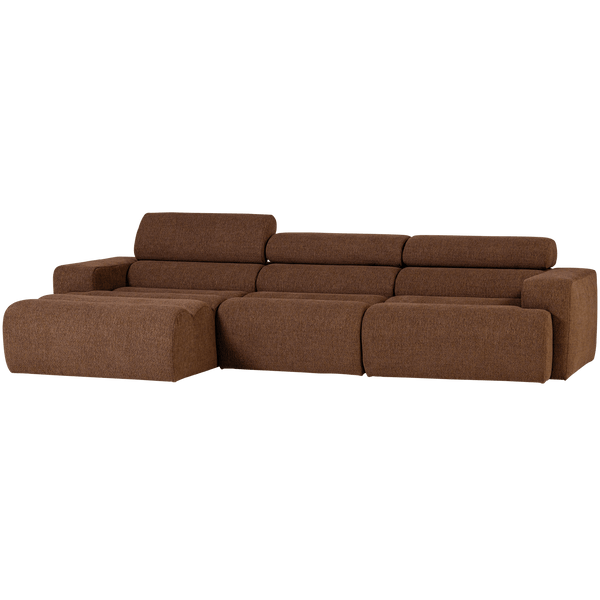 NOVI CHAISE LONGUE BANK LINKS BOUCLE MOKKABRUIN