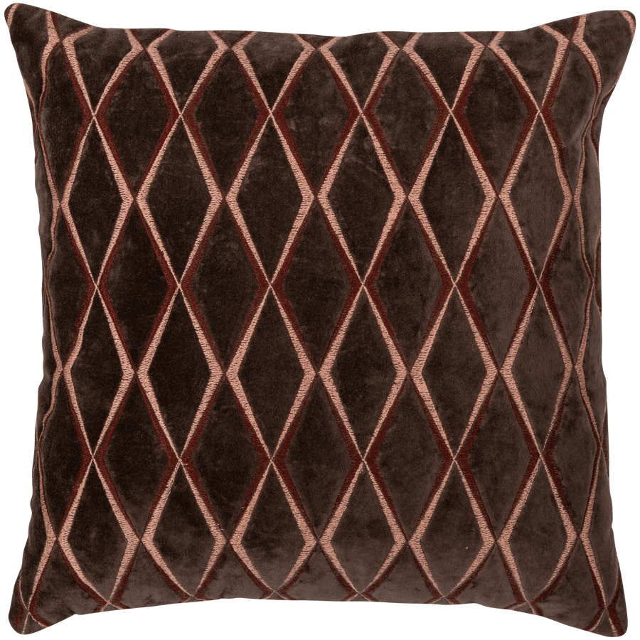 AZIZ Kussen VELVET BRUIN/NATUREL - SET VAN 3