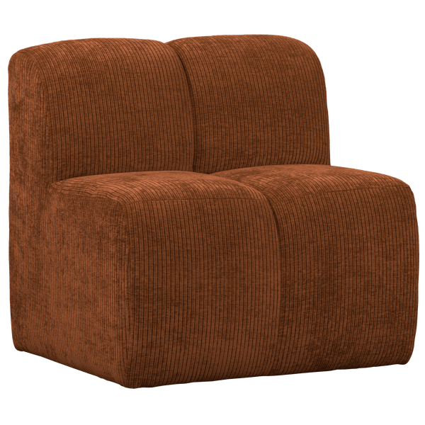 MOJO EETBANK 84 CM MET RUGLEUNING RIBSTOF ROESTBRUIN