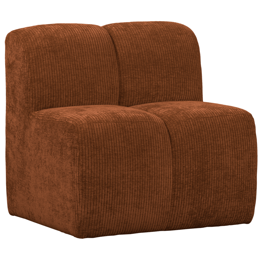 MOJO EETBANK 84 CM MET RUGLEUNING RIBSTOF ROESTBRUIN