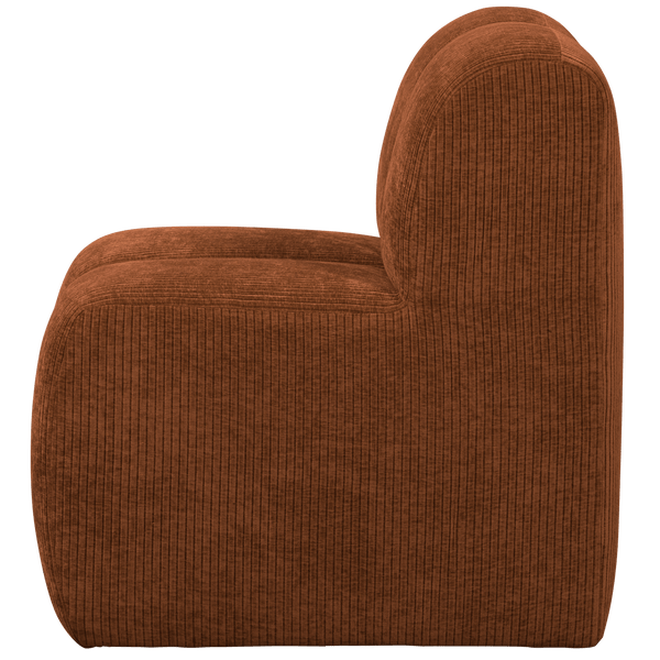 MOJO EETBANK 84 CM MET RUGLEUNING RIBSTOF ROESTBRUIN