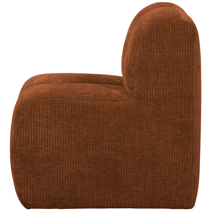 MOJO EETBANK 84 CM MET RUGLEUNING RIBSTOF ROESTBRUIN