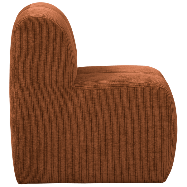 MOJO EETBANK 84 CM MET RUGLEUNING RIBSTOF ROESTBRUIN