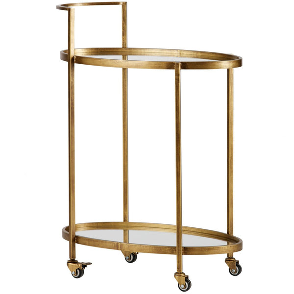 PUSH TROLLEY METAAL ANTIQUE BRASS