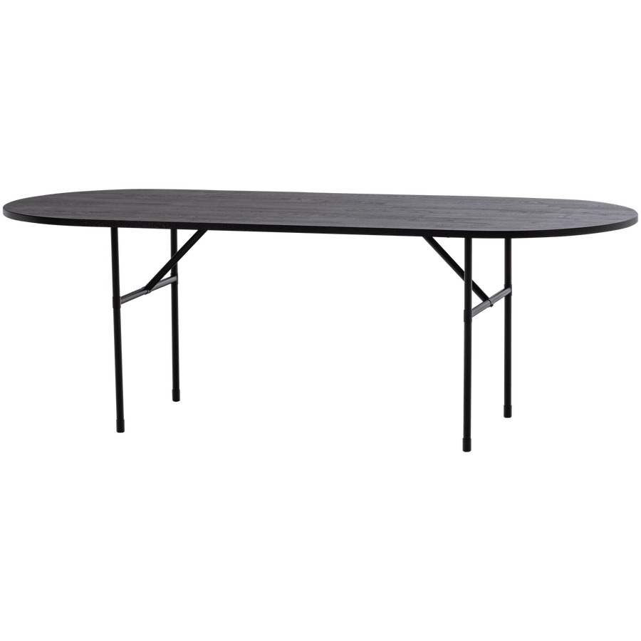 ARTHUR EETTAFEL OVAAL MET H-POOT EIKEN ZWART [fsc]