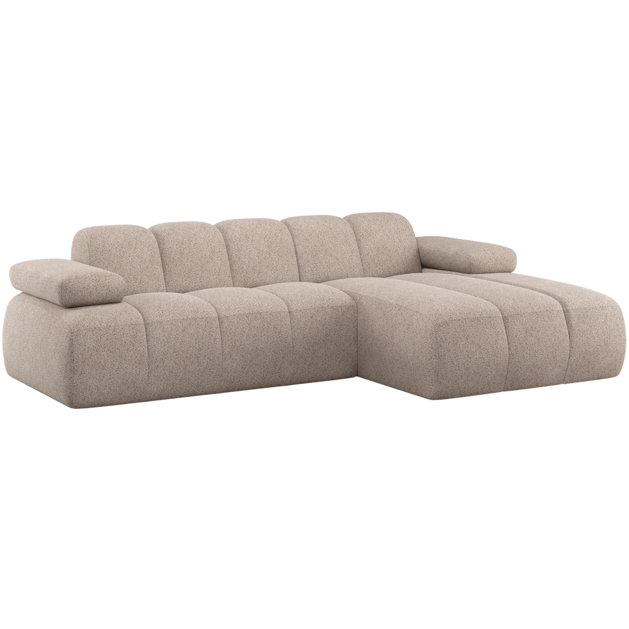 MOJO CHAISE LONGUE BANK RECHTS WOLLIG DONKERZAND