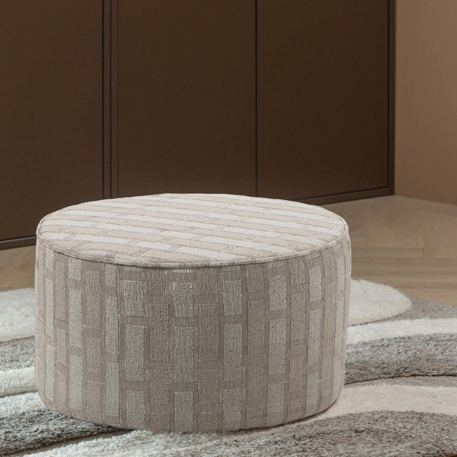 SARLI POEF LAAG RUIT DESSIN CHENILLE NATUREL/BEIGE [fsc]