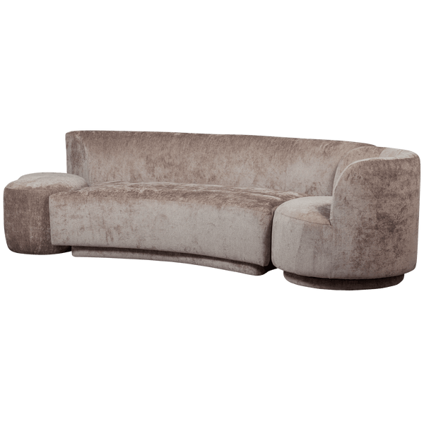 COMBI-POPULAR: BANKJE + FAUTEUIL + POEF TAUPE