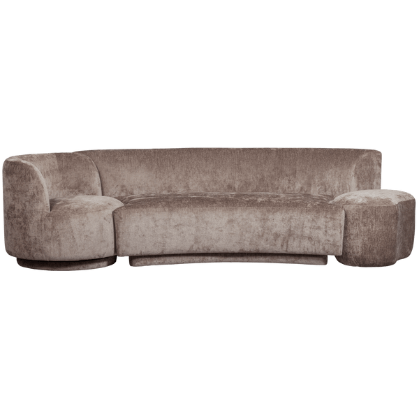 COMBI-POPULAR: BANKJE + FAUTEUIL + POEF TAUPE
