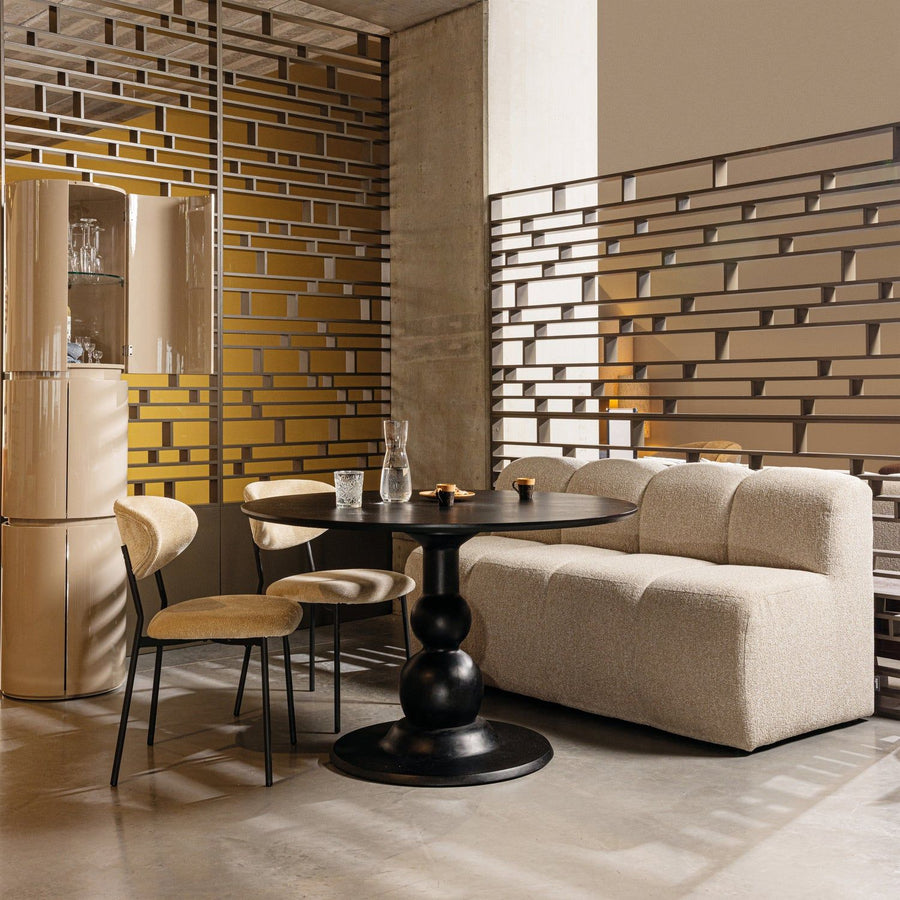 MOJO EETBANK 164 CM MET RUGLEUNING BOUCLE BEIGE MELANGE