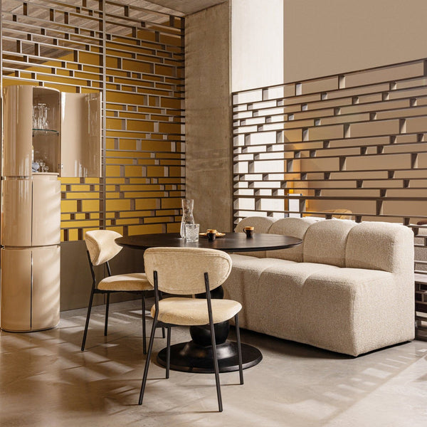MOJO EETBANK 164 CM MET RUGLEUNING BOUCLE BEIGE MELANGE