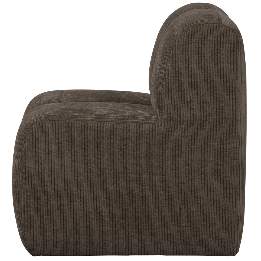 MOJO EETBANK 84 CM MET RUGLEUNING RIBSTOF BRUIN