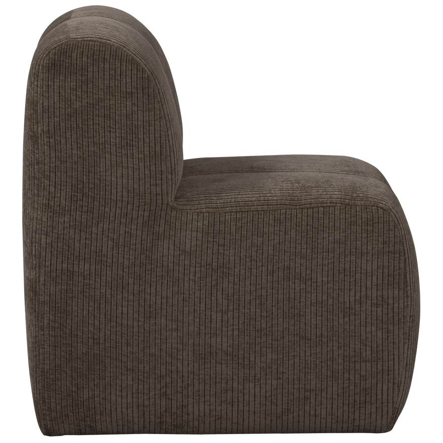 MOJO EETBANK 84 CM MET RUGLEUNING RIBSTOF BRUIN