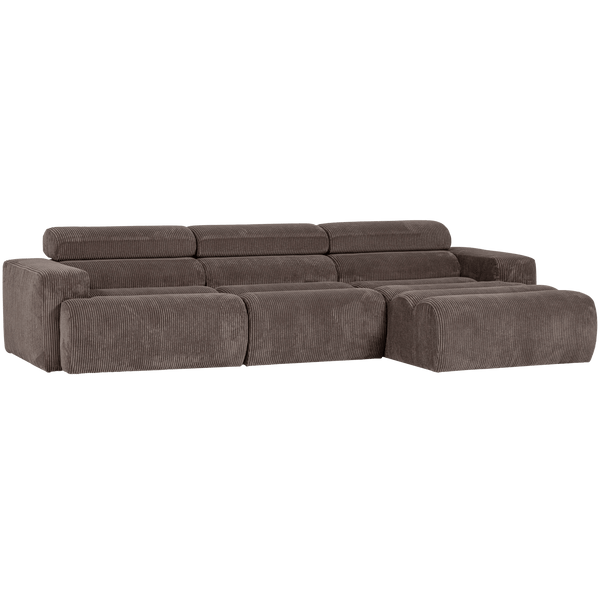 NOVI CHAISE LONGUE BANK RECHTS RIBSTOF GRIJSBRUIN