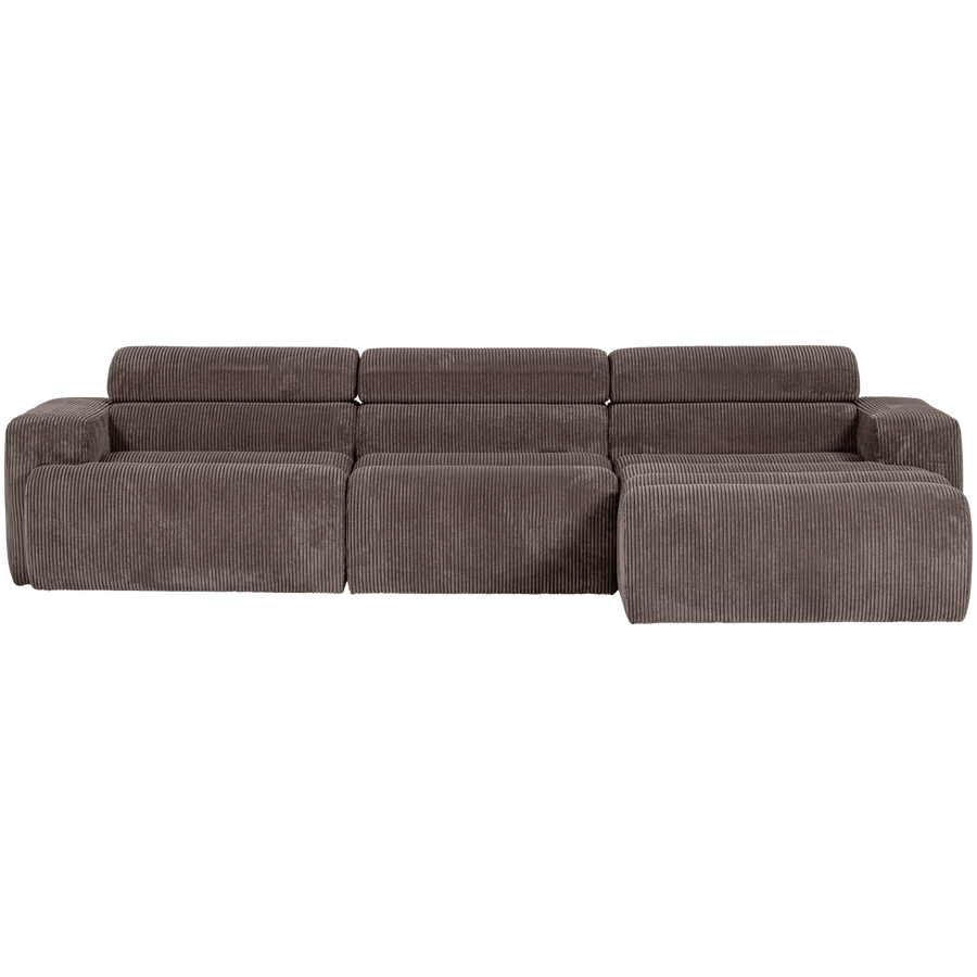 NOVI CHAISE LONGUE BANK RECHTS RIBSTOF GRIJSBRUIN