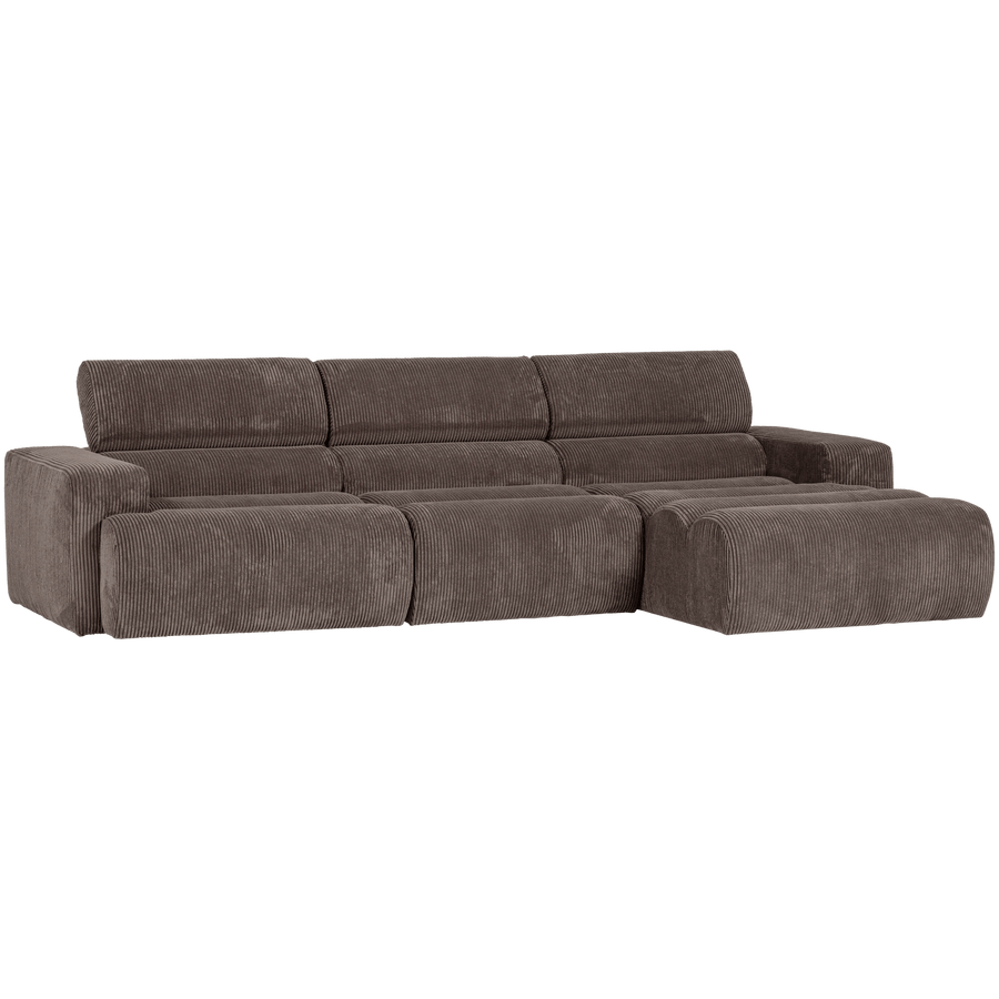 NOVI CHAISE LONGUE BANK RECHTS RIBSTOF GRIJSBRUIN