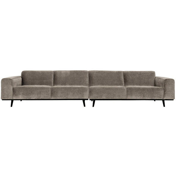 STATEMENT XL 4-ZITS BANK 372 CM RIBSTOF KLEIGRIJS